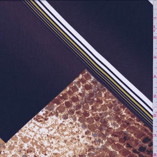 1 YD PCAubergineCaramel Diamond Block Crepe de Chine Fabric