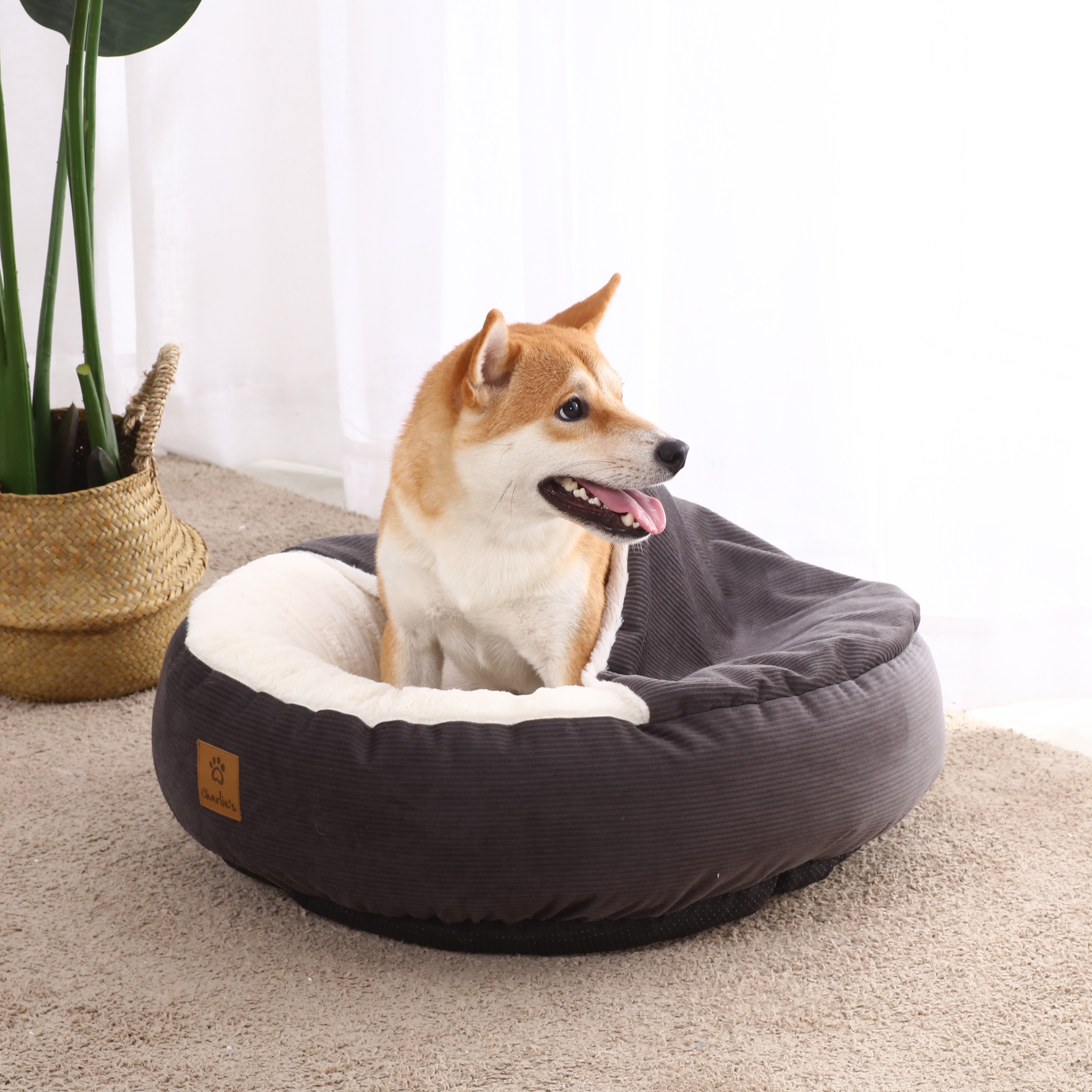 Charlie's Snookie Corncob/Corduroy Hooded Dog Bed Pet Warmer Bed Bolster Nest - Picture 26 of 99