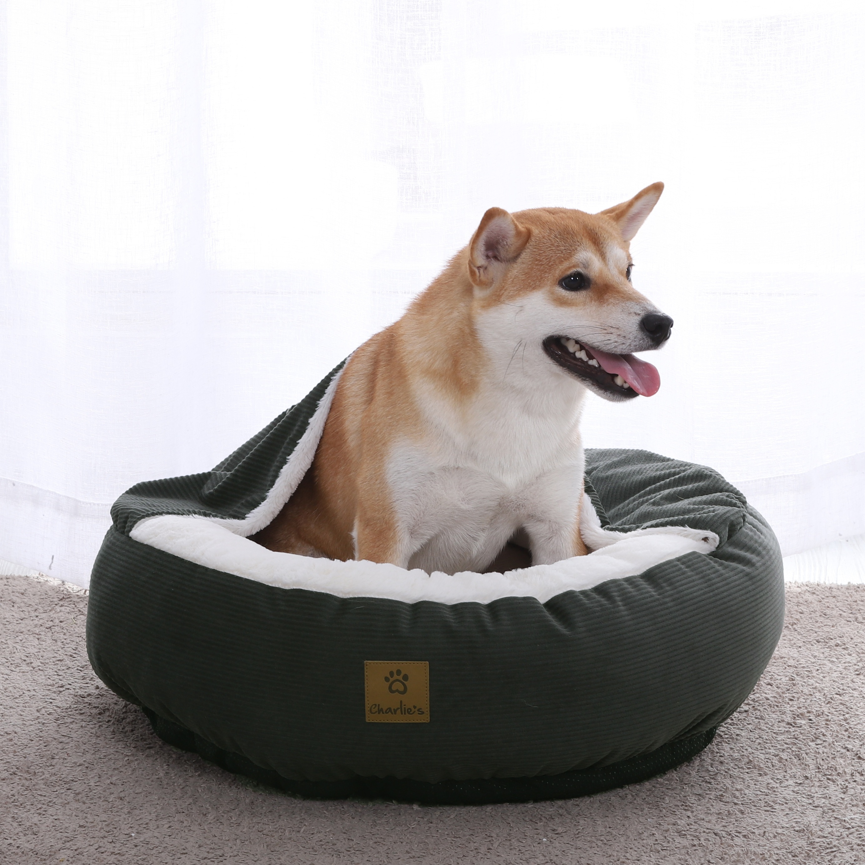 Charlie's Snookie Corncob/Corduroy Hooded Dog Bed Pet Warmer Bed Bolster Nest - Picture 71 of 99